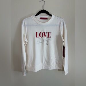 New Love Scarlett “Love Always” Embroidered Crewneck Sweatshirt White Small